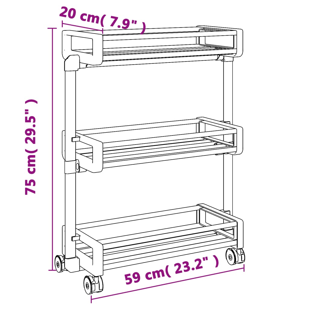 Storage Trolley 23.2"x7.9"x29.5" Aluminum