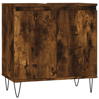 3 Piece Bathroom Cabinet Set Smoked Oak Engineered Wood