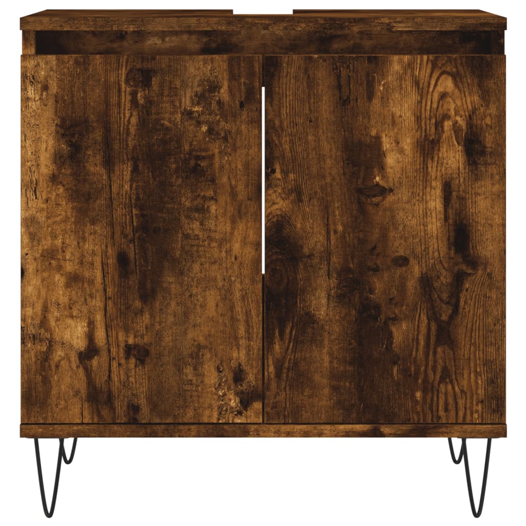 3 Piece Bathroom Cabinet Set Smoked Oak Engineered Wood