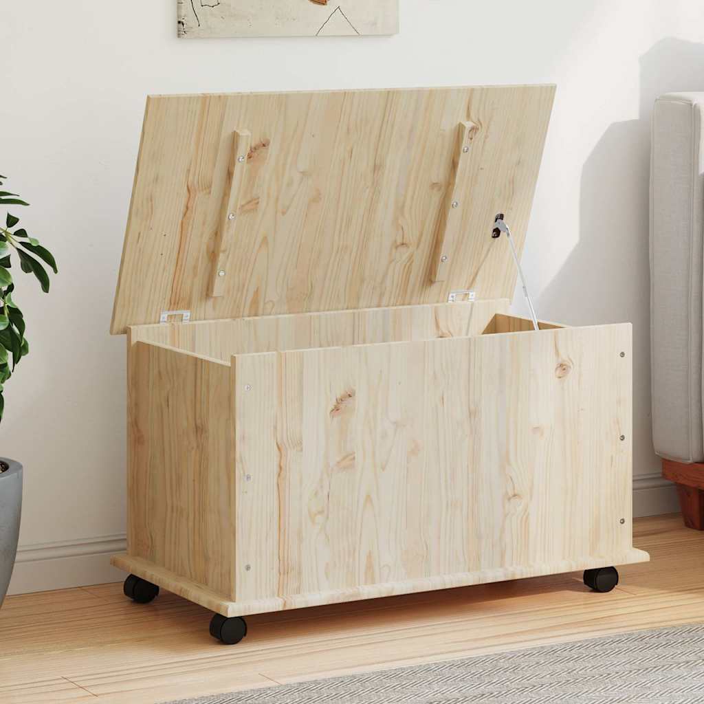 Storage Chest with Wheels ALTA 73x39.5x43 cm Solid Wood Pine