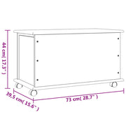 Storage Chest with Wheels ALTA White 73x39.5x44 cm Solid Wood Pine