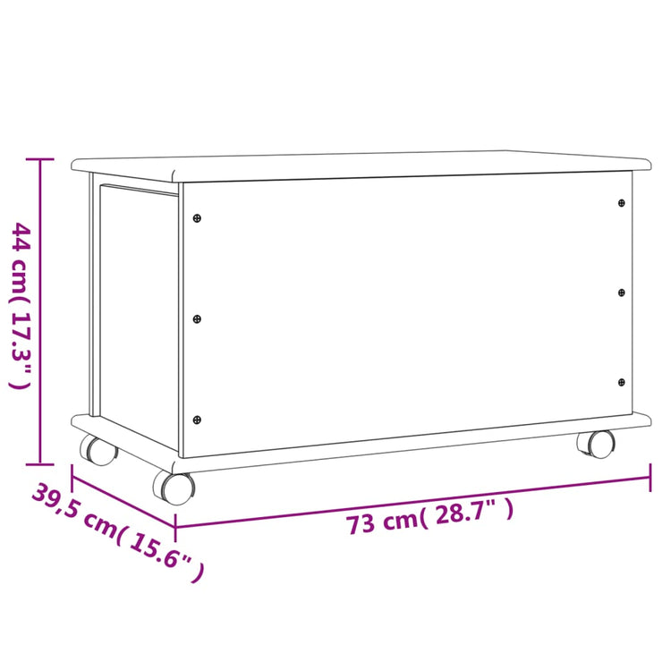 Storage Chest with Wheels ALTA White 73x39.5x44 cm Solid Wood Pine