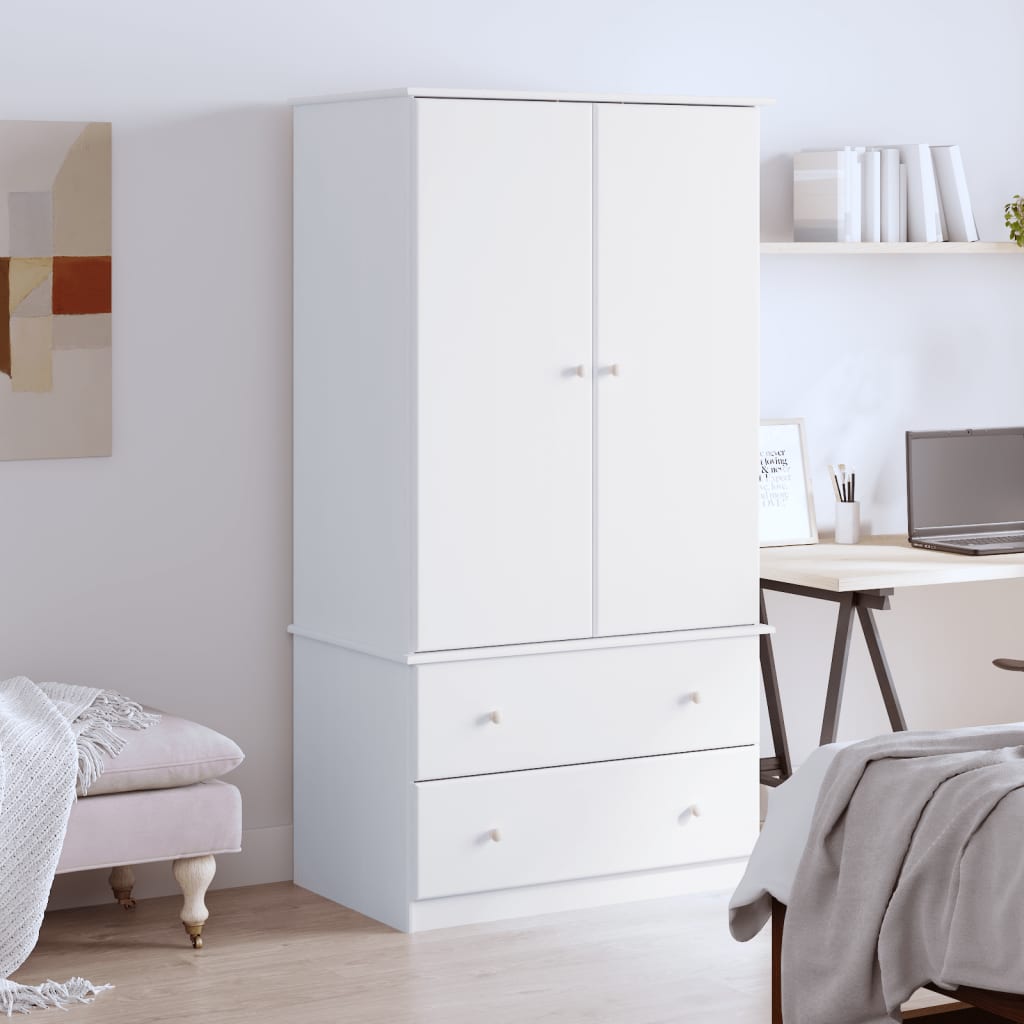 Wardrobe ALTA White 90x55x170 cm Solid Wood Pine