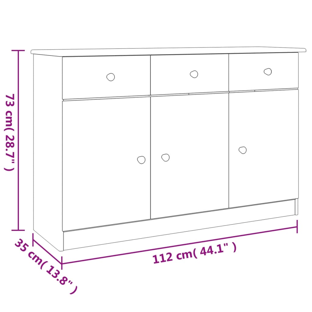 Sideboard ALTA 112x35x73 cm Solid Wood Pine