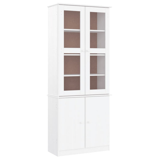 Glass Display Cabinet ALTA White 77x35x186.5 cm Solid Wood Pine