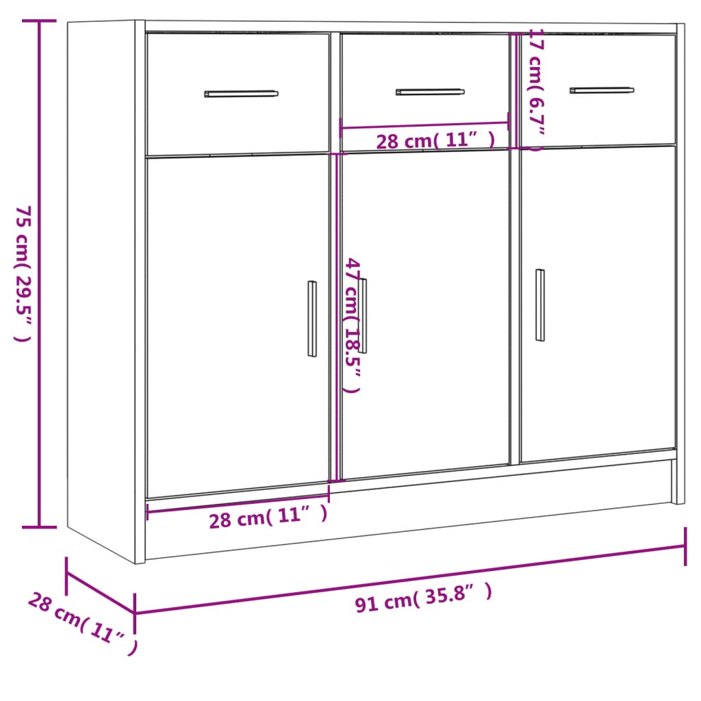 Sideboard | Concrete grey | Engineered wood | Medium | Sideboard