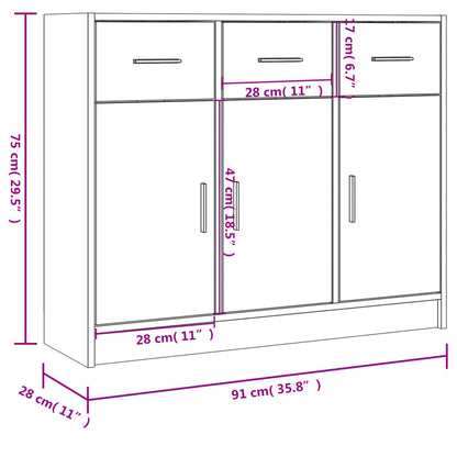 Sideboard | Grey Sonoma | Engineered Wood | 91 x 28 x 75 cm | Sideboard
