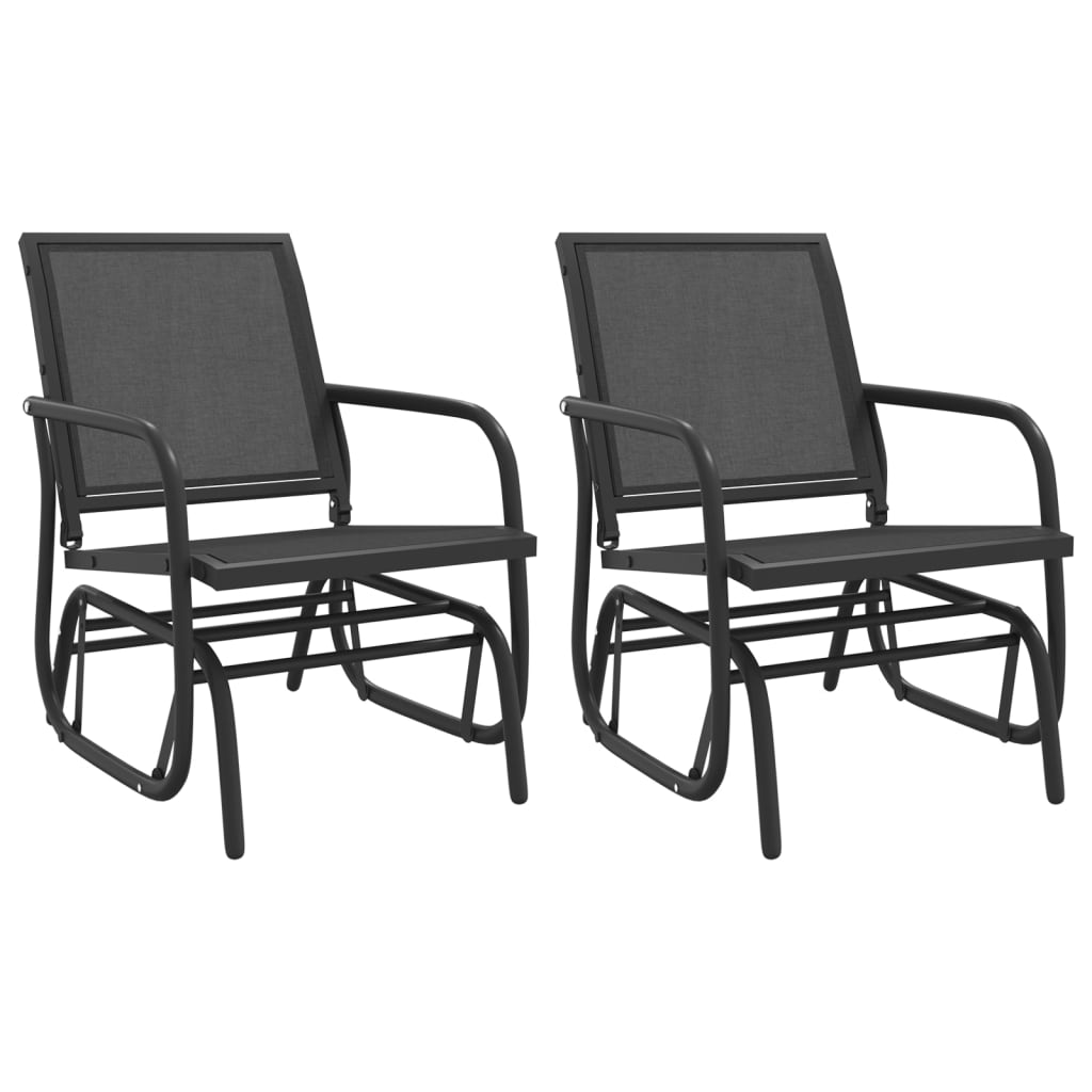 3 Piece Garden Glider Lounge Set Black Textilene and Steel