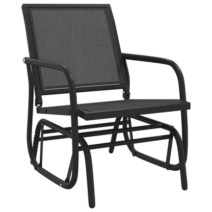 3 Piece Garden Glider Lounge Set Black Textilene and Steel
