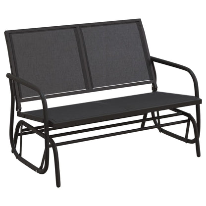 3 Piece Garden Glider Lounge Set Black Textilene and Steel
