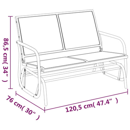 3 Piece Garden Glider Lounge Set Black Textilene and Steel