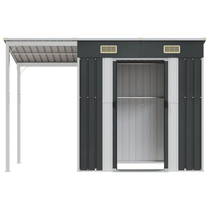 Garden Shed with Extended Roof Anthracite 277x110.5x181 cm Steel