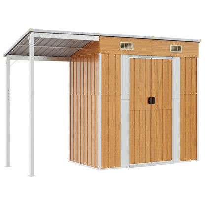 Garden Shed with Extended Roof Light Brown 277x110.5x181cm Steel