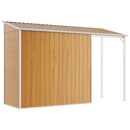 Garden Shed with Extended Roof Light Brown 277x110.5x181cm Steel