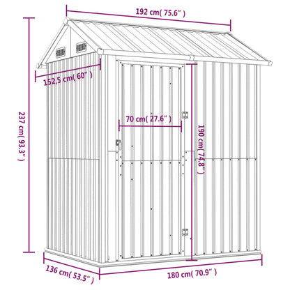 Garden Shed Light Brown 192x152.5x237 cm Galvanised Steel