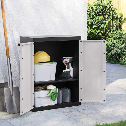 Outdoor Storage Cabinet Grey and Black 65x37x85 cm PP