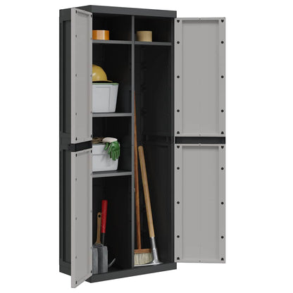 Outdoor Storage Cabinet Grey and Black 65x37x165 cm PP