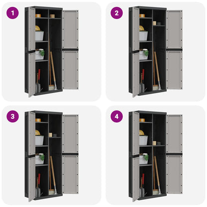 Outdoor Storage Cabinet Grey and Black 65x37x165 cm PP