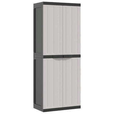 Outdoor Storage Cabinet Gray and Black 25.6"x14.6"x65" PP