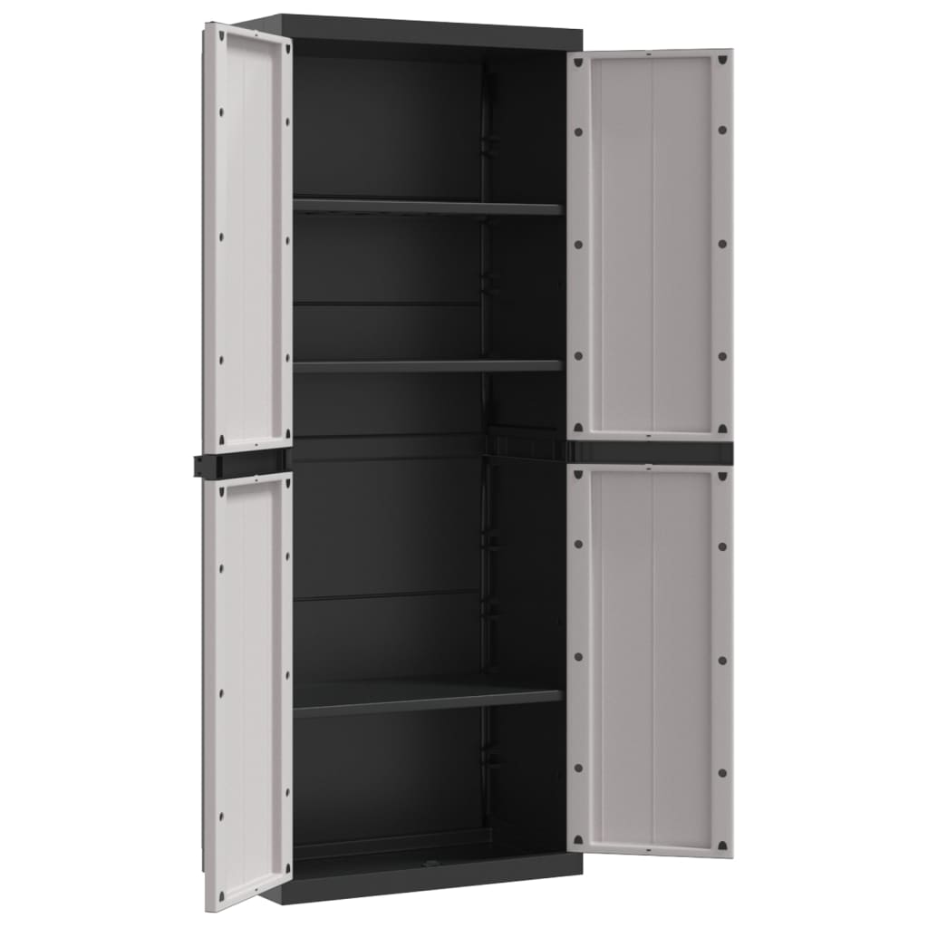 Outdoor Storage Cabinet Grey and Black 65x37x165 cm PP