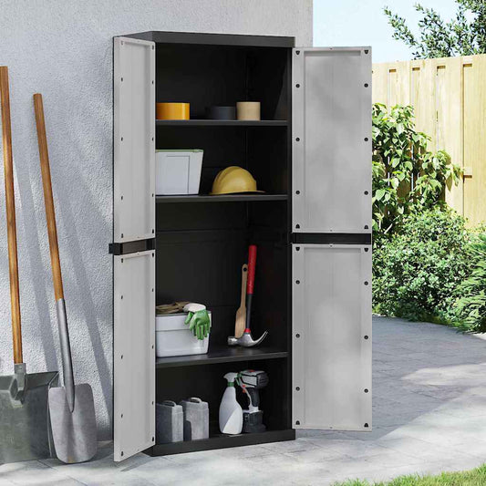 Outdoor Storage Cabinet Grey and Black 65x37x165 cm PP