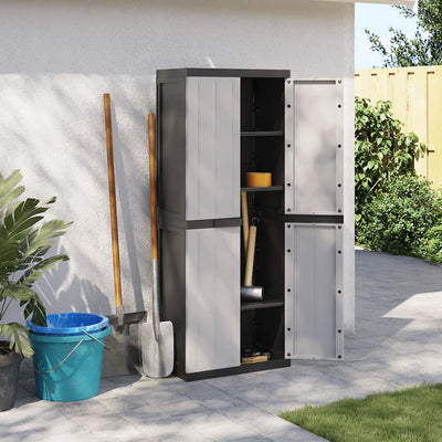 Outdoor Storage Cabinet Gray and Black 25.6"x14.6"x65" PP