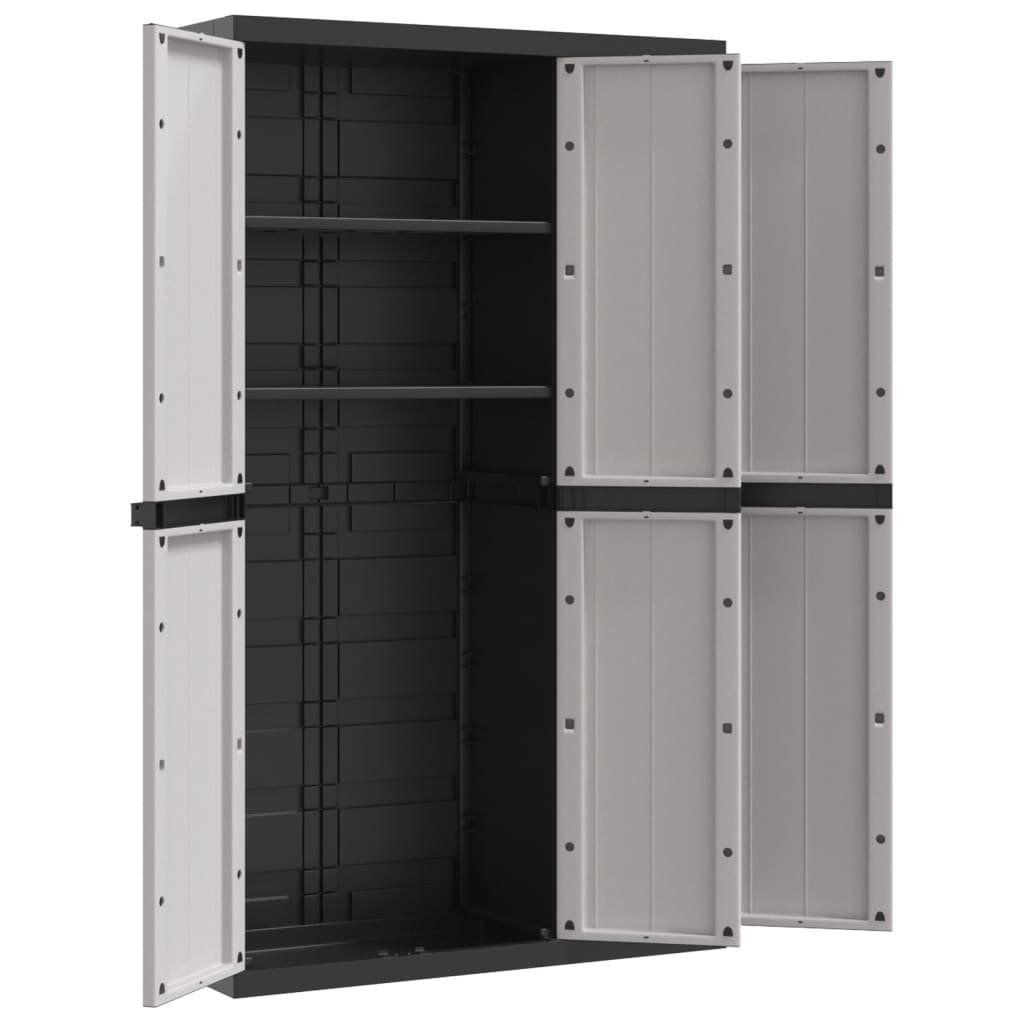 Outdoor Storage Cabinet Grey and Black 97x37x165 cm PP