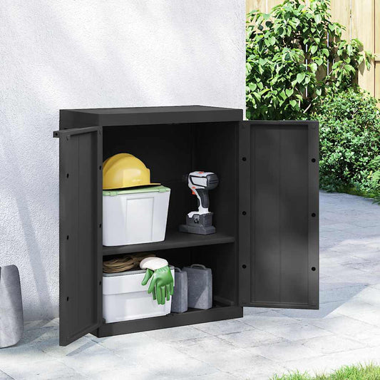 Outdoor Storage Cabinet Black 65x37x85 cm PP