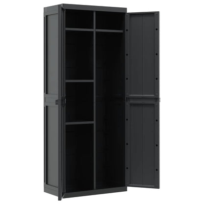 Outdoor Storage Cabinet Black 65x37x165 cm PP