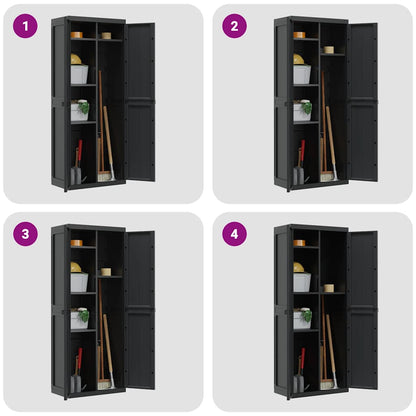 Outdoor Storage Cabinet Black 65x37x165 cm PP