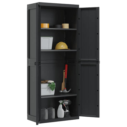 Outdoor Storage Cabinet Black 65x37x165 cm PP