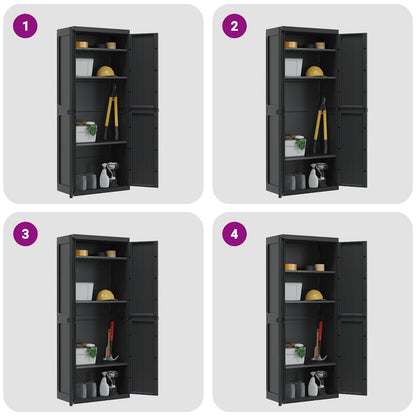 Outdoor Storage Cabinet Black 65x37x165 cm PP