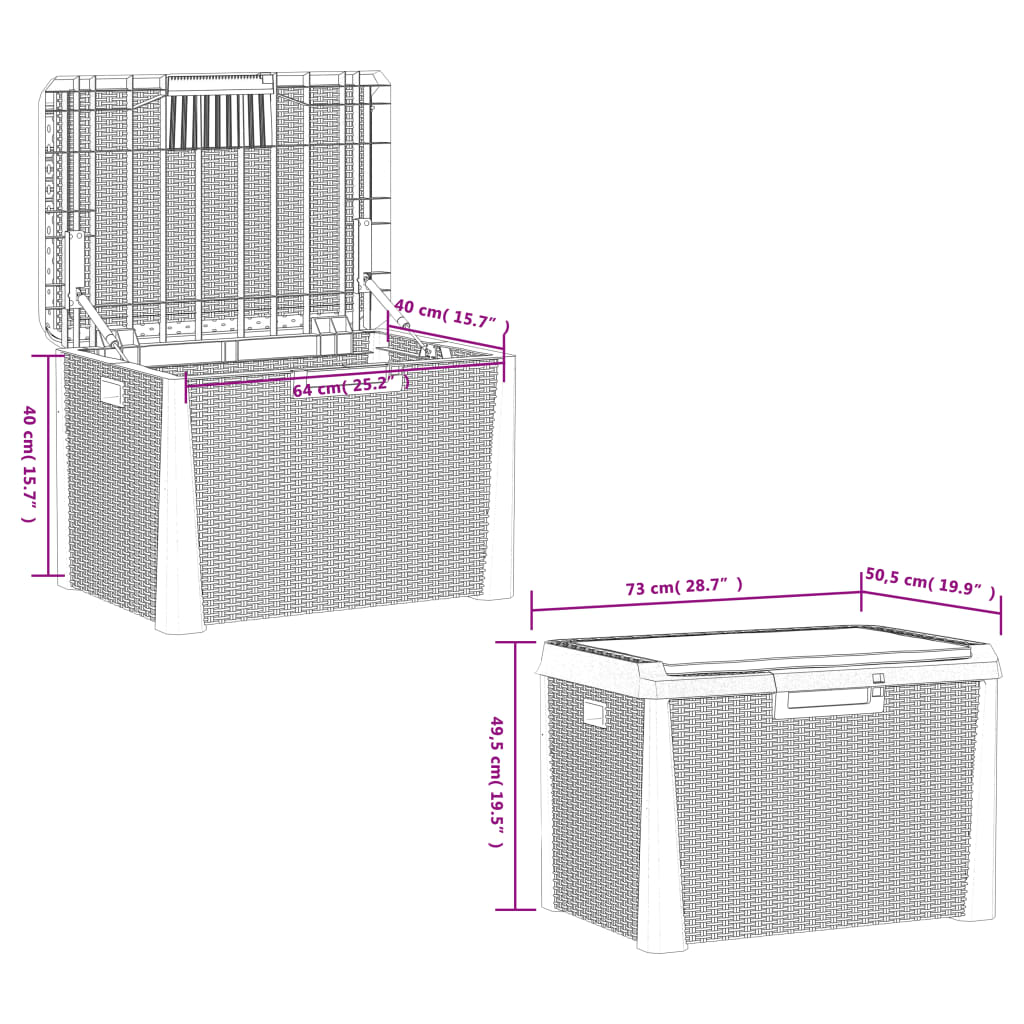 Garden Storage Box with Seat Cushion Anthracite 125 L PP