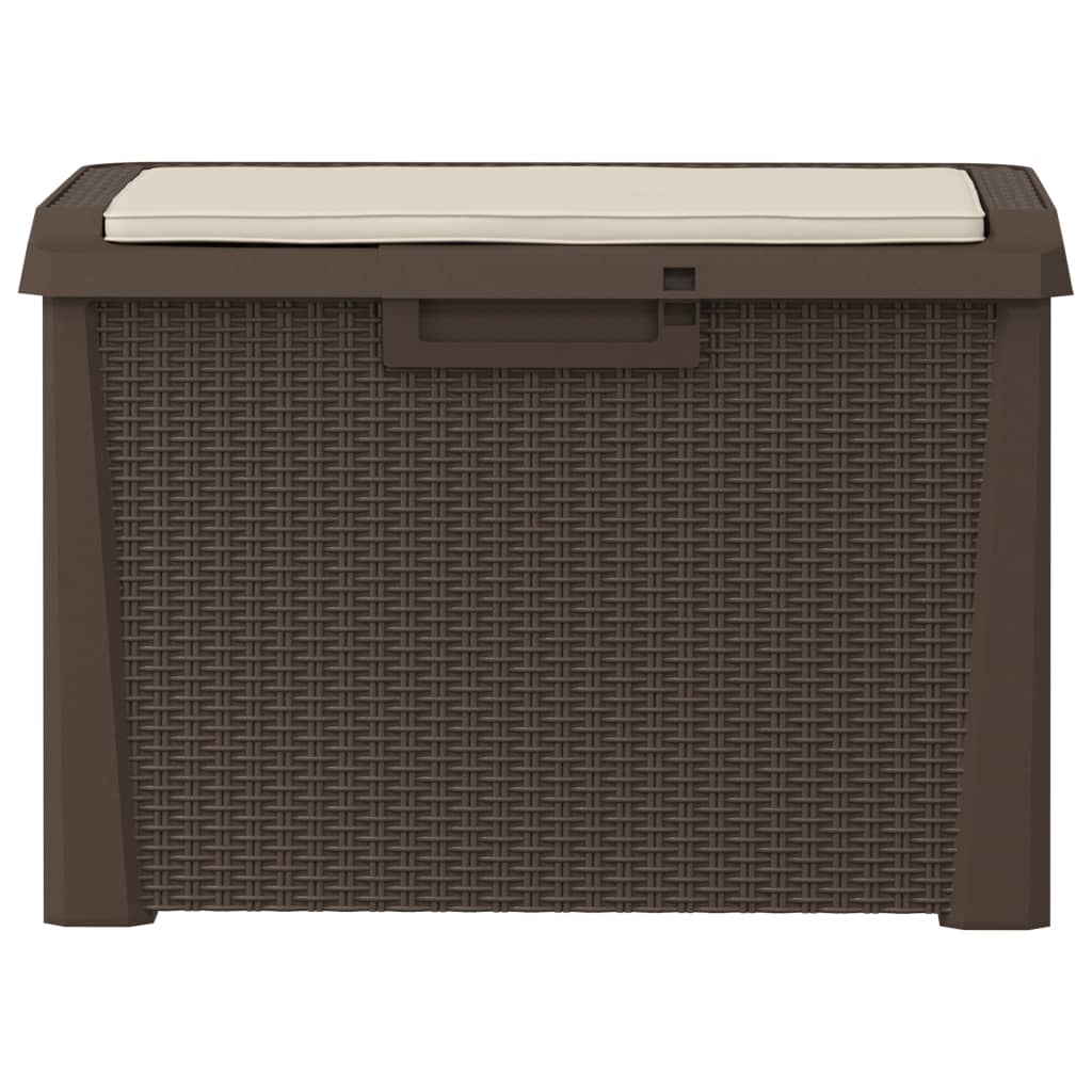 Garden Storage Box with Seat Cushion Brown 125 L PP