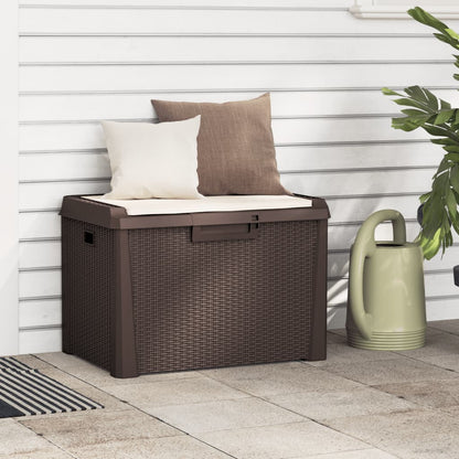 Garden Storage Box with Seat Cushion Brown 125 L PP