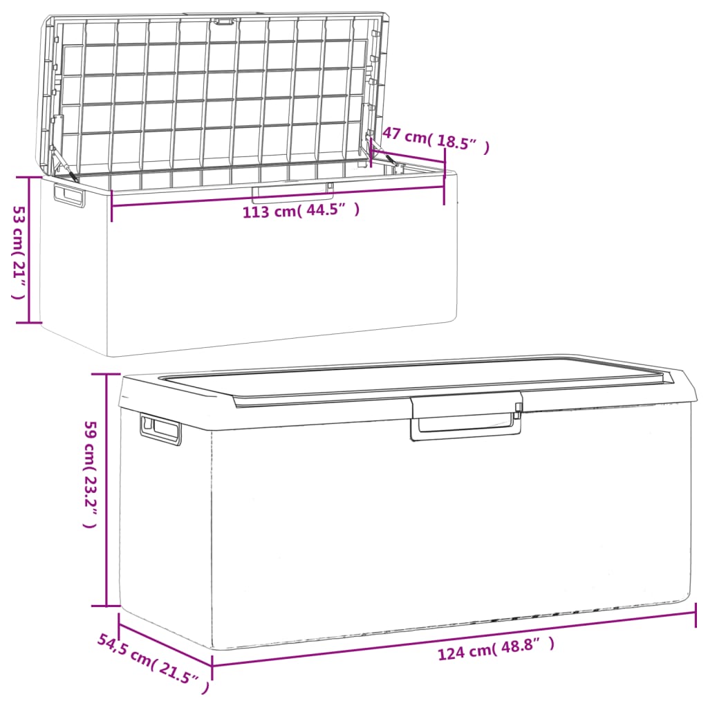 Garden Storage Box with Seat Cushion Anthracite 350 L PP