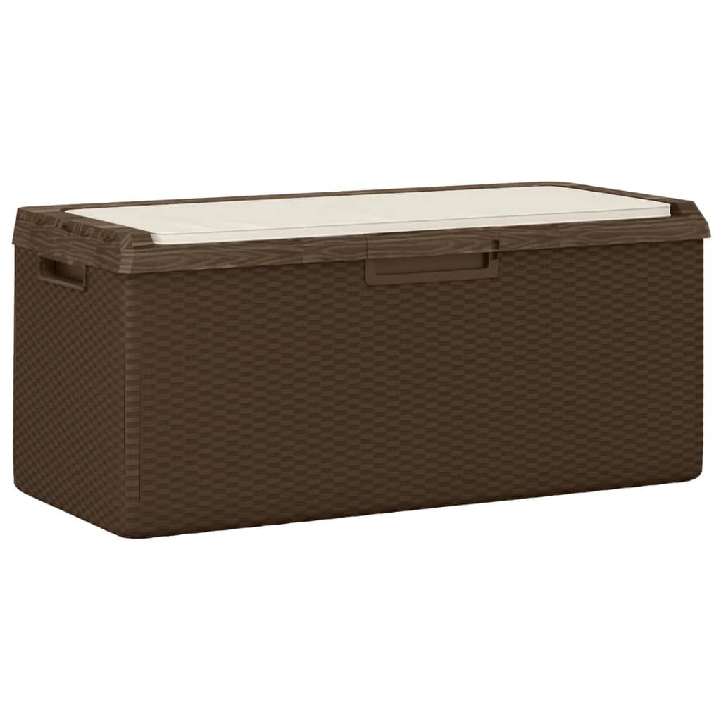 Patio Storage Box with Seat Cushion Brown 92.5 gal PP