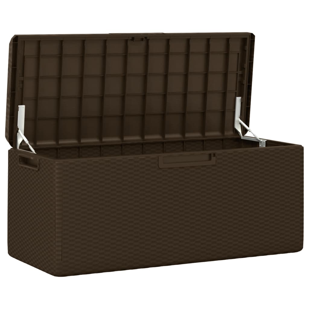 Patio Storage Box with Seat Cushion Brown 92.5 gal PP