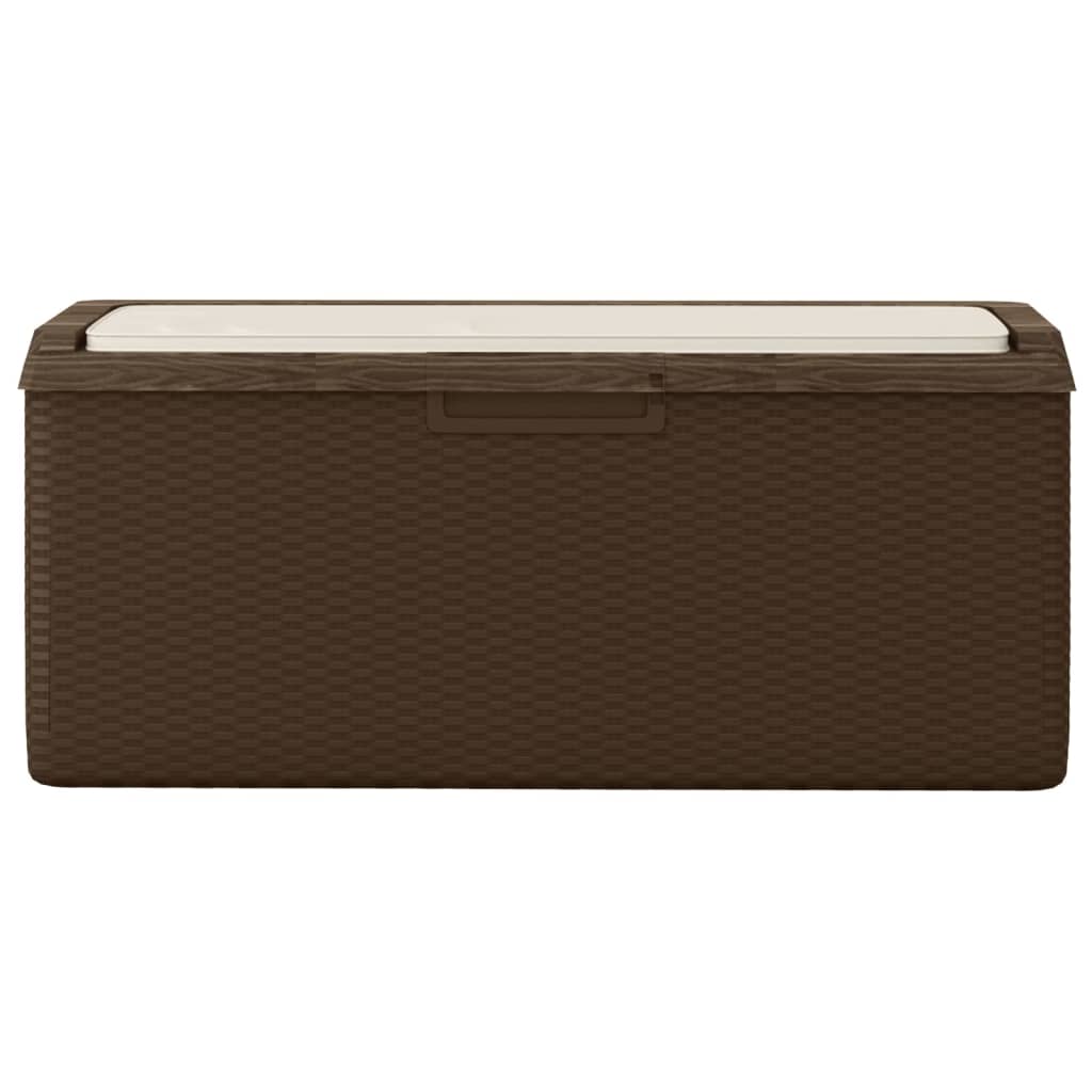 Patio Storage Box with Seat Cushion Brown 92.5 gal PP