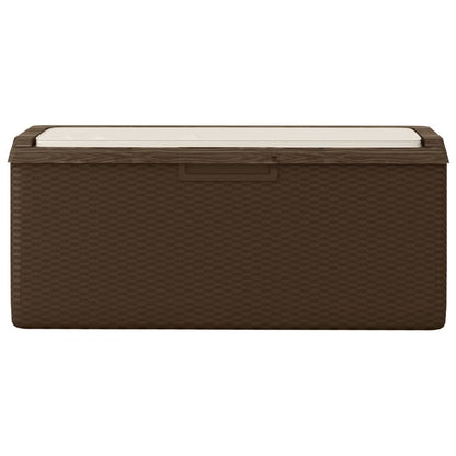 Patio Storage Box with Seat Cushion Brown 92.5 gal PP