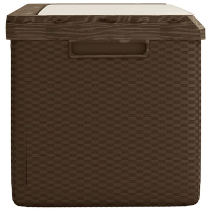 Patio Storage Box with Seat Cushion Brown 92.5 gal PP