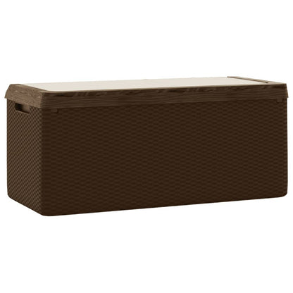 Patio Storage Box with Seat Cushion Brown 92.5 gal PP