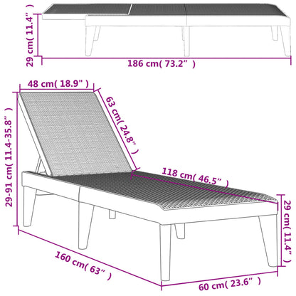 Sun Lounger | White | 100% Polypropylene | Standard | Height-Adjustable