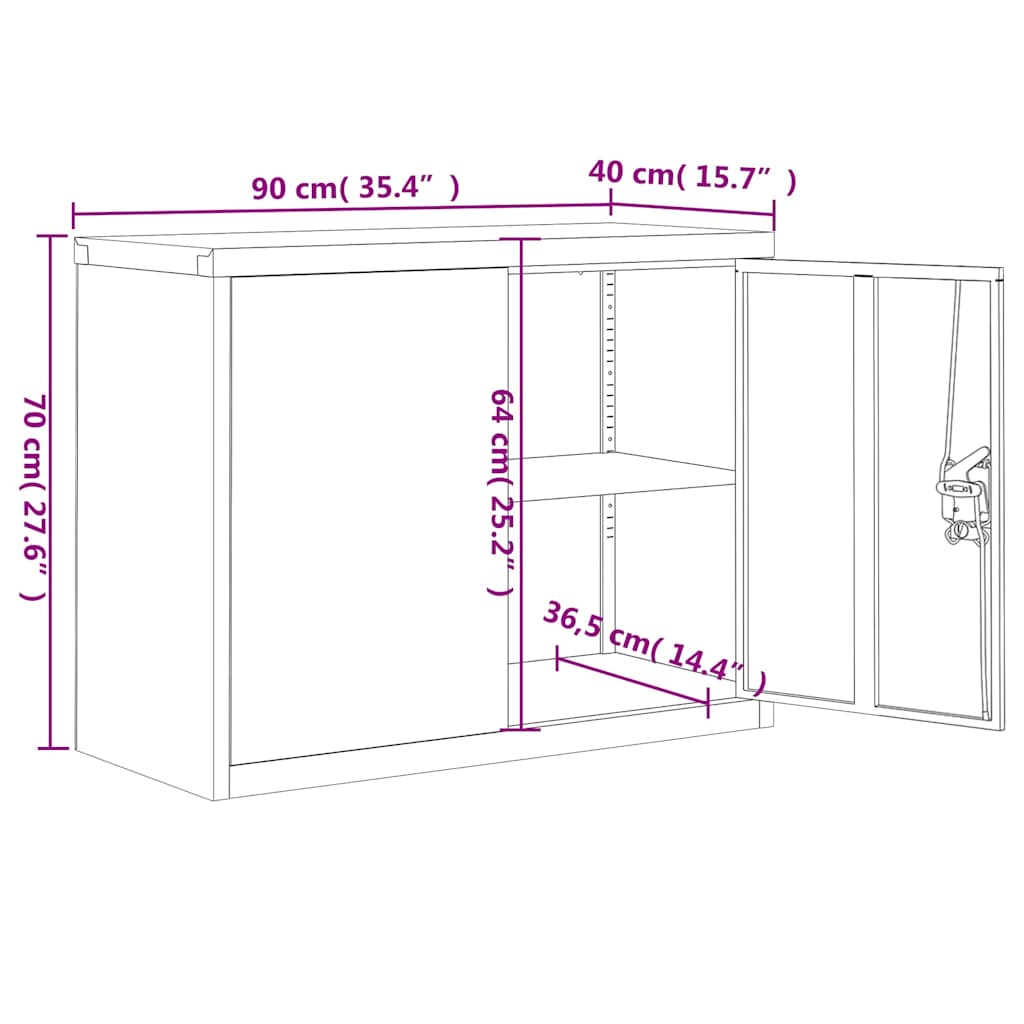 File Cabinet Black 90x40x70 cm Steel