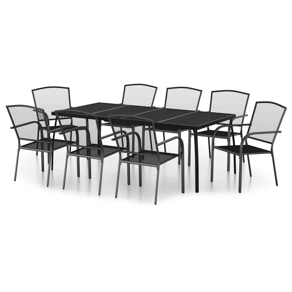 Garden Dining Set | Anthracite | Steel | Large | Stackable