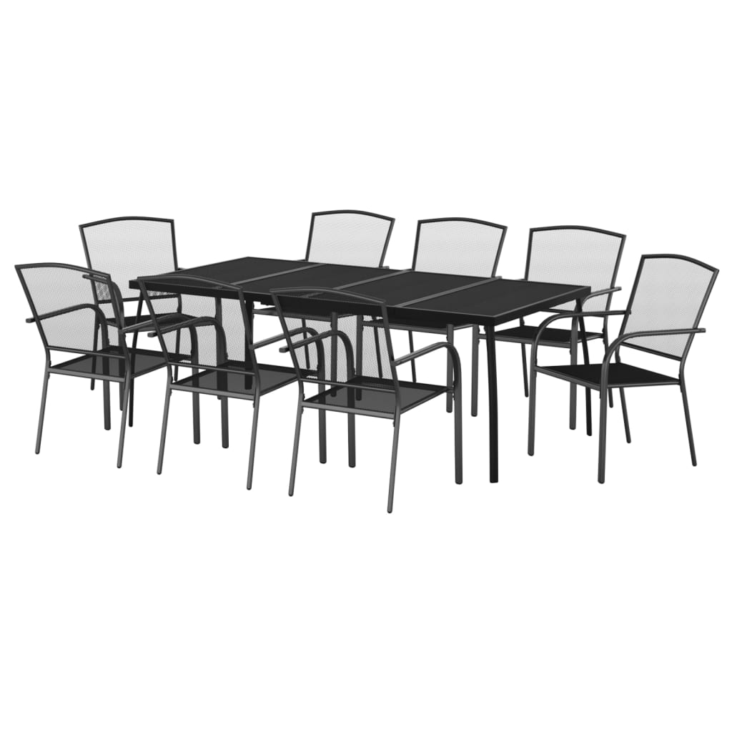 Garden Dining Set | Anthracite | Steel | Large | Stackable