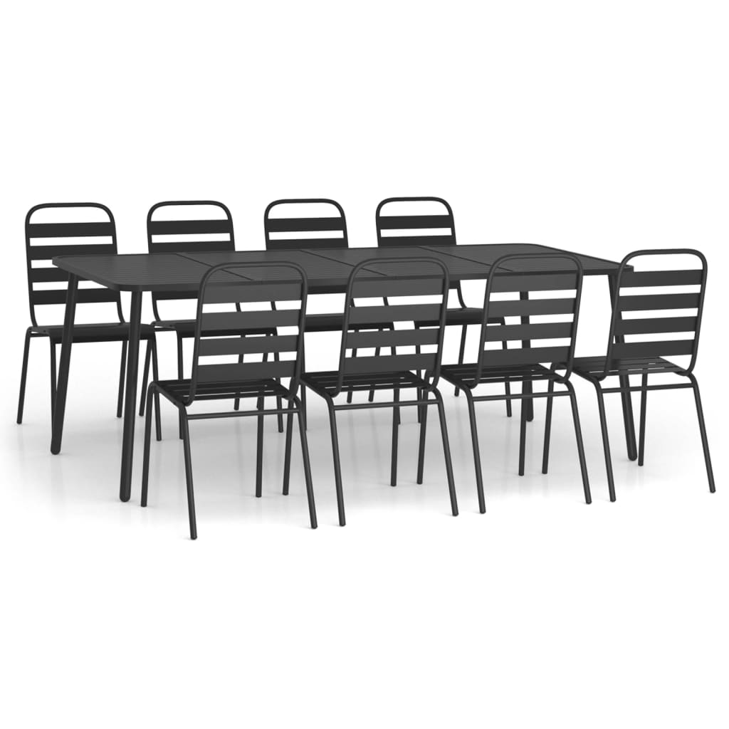 Garden Dining Set | Anthracite | Steel | Large | Stackable