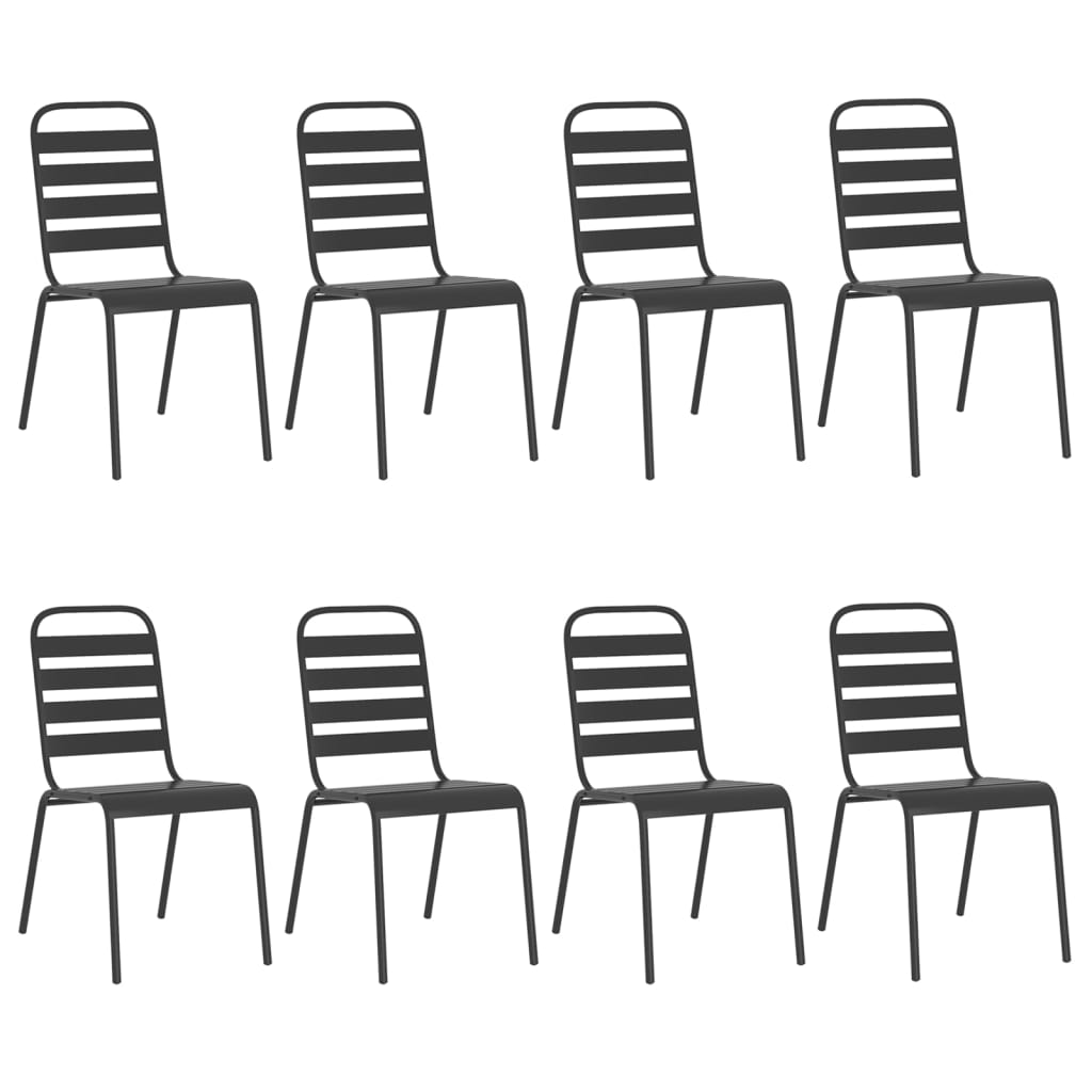 Garden Dining Set | Anthracite | Steel | Large | Stackable