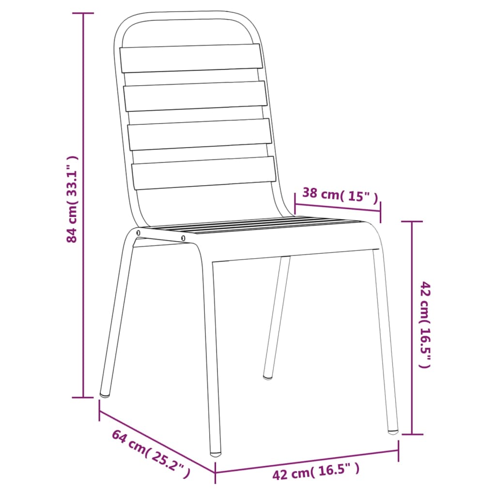 Garden Dining Set | Anthracite | Steel | Large | Stackable