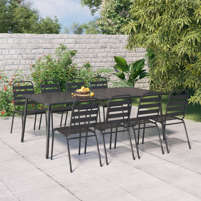 Garden Dining Set | Anthracite | Steel | Large | Stackable